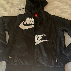 Nike Black and White Bomber Jacket with Iconic Swoosh